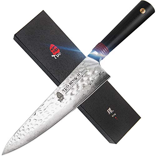 TUO Chef's Knives 8 inch Damascus Kitchen Chef Knife Hammered AUS10