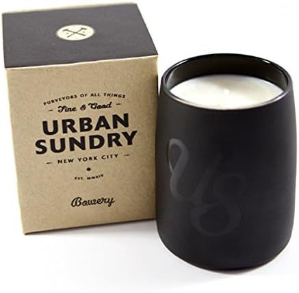 Natural Soy Wax Candle, Bowery Fragrance, 80 Hours, Scent Notes of Sage, Lavender, Jasmine, Musk and Amber, Men and Women, Black Glass Jar, Non-Toxic