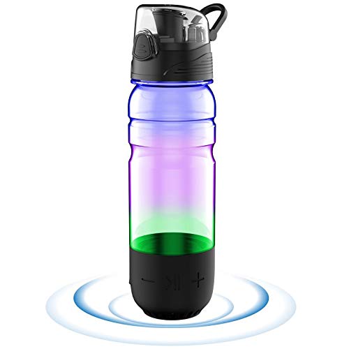 ICEWATER 3-in-1 Smart Water Bottle(Glows to Remind You to Stay Hydrated)+Bluetooth Speaker+ Dancing Lights,22 oz,Stay Hydrated and Enjoy Music,Great Gift (Black)