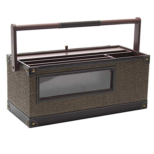 Portable Charging Center for Tech Gear with Hidden 6-Outlet Surge Protector and 4 USB Power Station Take Your Phone Laptops and Tablets Anywhere! Rattan Finish Made by G.U.S of San Francisco