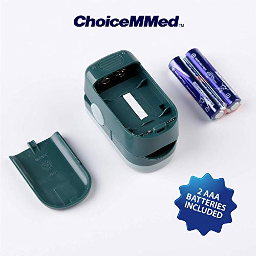 ChoiceMMed Grey Finger Pulse Oximeter - Blood Oxygen Saturation Monitor Great as SPO2 Pulse Oximeter - Portable Oxygen Sensor with Included Batteries - O2 Saturation Monitor