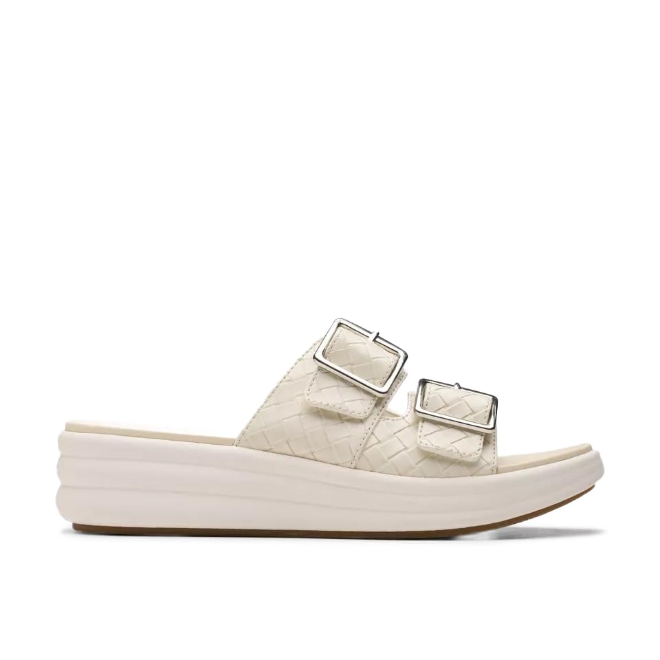 Clarks Women’s Casual Slide Sandal, Cream, 11 Wide