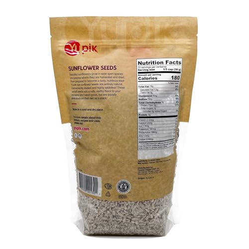 YUPIK RAW SUNFLOWER SEEDS, SHELLED, 2.2 LB (35.3OZ), KOSHER, GLUTEN-FREE, UNSALTED SUNFLOWER KERNELS, NO SHELL, HEALTHY SNACKS, SOURCE OF OMEGA-6 AND FIBER