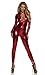 Forplay Women's Hot Metallic Zip Front Mock Neck Catsuit Bodysuit - Halloween Adult Costume US