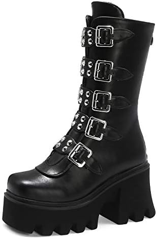 Demonia Boots Platform Round Toe Chunky Ankle Boots