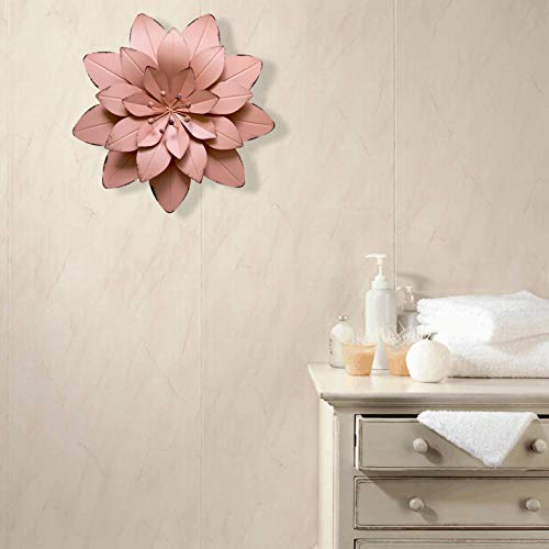 GIFTME 5 Dusty Light Pink Floral Metal Wall Art Decor(11.5x2 inch)