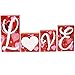 Gift Boutique Wooden Love Blocks Gift Tabletop 4 Piece Set For Home Red Pink White Heart Shape Design Romantic Sign Happy Valentine's Day Table Topper Centerpiece Desk Shelf Display Party Décor