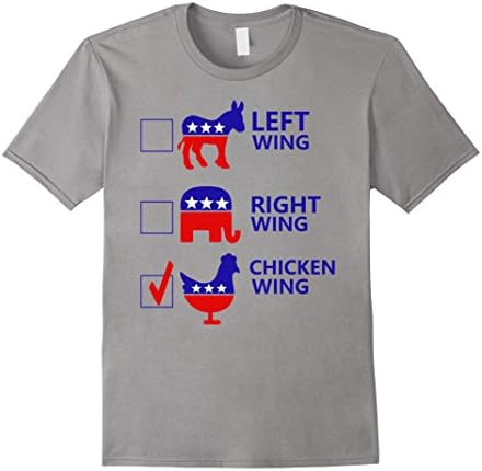 Mens Political Parties: Left Wing Right Wing Chicken Wing T-Shirt 2XL Slate