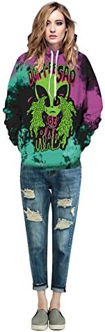 Hoodie, MagiQK Halloween Alien Sweatshirts, Funny 3D Printing Street Snap Lover's Hoody, DON'T BE SAD Pullover (L/XL, Women)