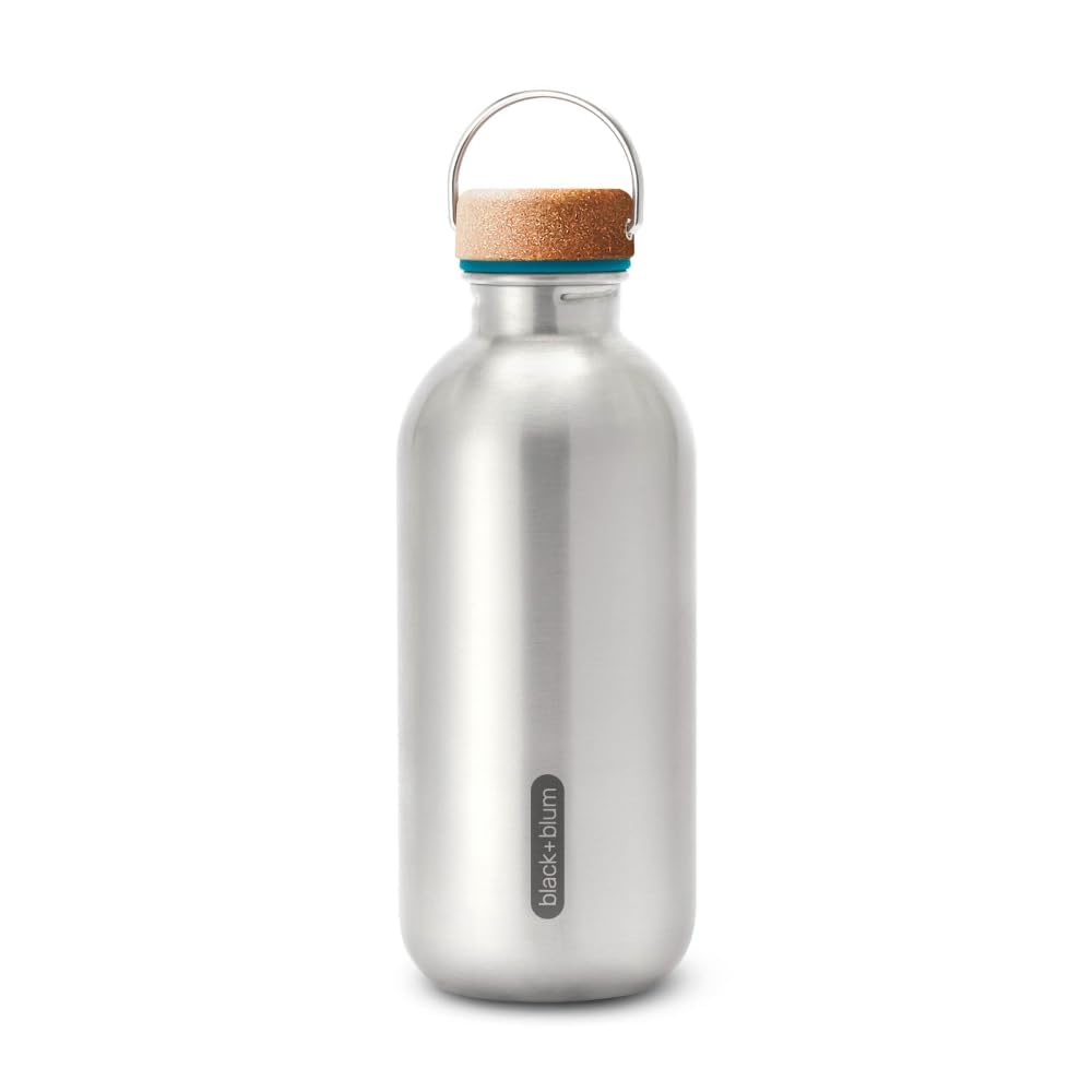 BLACK + BLUM Steel Water Bottle - Stylish Leak Proof Drinking Flask with Carry Loop - BPA Free Drinks Bottle for Everyday Use - Ocean, 600ml