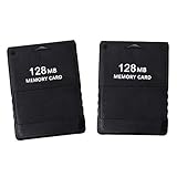 JETEHO 2Pcs 128MB High Speed Game Memory Card Compatible with Sony Playstation 2 PS2 (Black)
