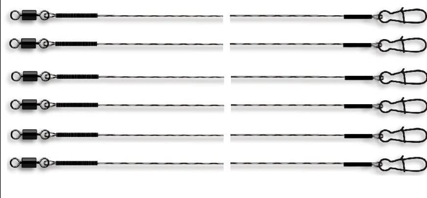 Jenzi Set of 6 Powerflex 7x7 Super Soft Steel Leader with Swivel, 20 kg, Length 50 cm + Petri Heil! Sticker