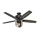 Hunter Fan Company, 54187, 52 inch Bennett Matte Black Ceiling Fan with LED Light Kit and Handheld Remote