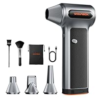 WOLFBOX MF200 Compressed Air Duster with Removable Battery & 4 Nozzles, Cordless 3-Speed Adjustable Mini Blower for Computer Keyboard, Car Cleaning, Home, and Outdoor Use
