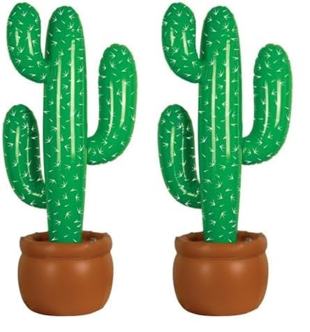 SHATCHI Large Inflatable Cactus Wild West Cowboy Mexican Hawaiian Beach Party Decoration Fiest 86cm Real Size, Green, one (Pack of 2)