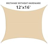 Outhere 12'X16' Sun Shade Sail Rectangle - Oversize Durable Outdoor Canopy UV Shelter for Patio Lawn - Golden Sand Color