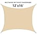 Outhere 12'X16' Sun Shade Sail Rectangle - Oversize Durable Outdoor Canopy UV Shelter for Patio Lawn - Golden Sand Color