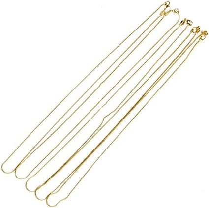 TOPMO 10 PCS 18K Gold Plated Snake Chains for Necklace Jewelry Making With Lobster Clasps women DIY Bulk Link Supplies(1mm x 20 Inch)