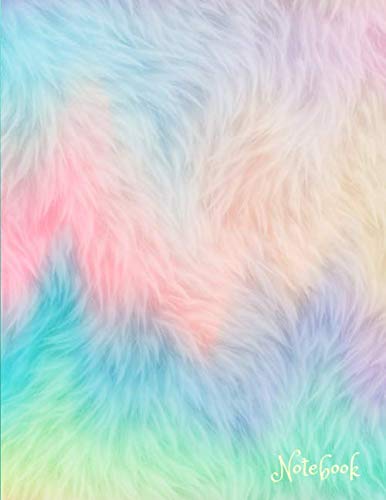 Notebook: 110 pages - college ruled composition notebook - Lined large journal 8.5 x 11 inches (eu A4 size approx) - Light grey lines - Beautiful Soft cover - Unicorn colorful fur - teal & pink