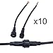 CHINLY 10pairs 3Core 3pin BLACK Pigtail Plastics waterproof IP65 LED Connector Male Female for 3528 5050 LED Strip Light, Applicable 18AWG 0.75mm² 22mm Nut