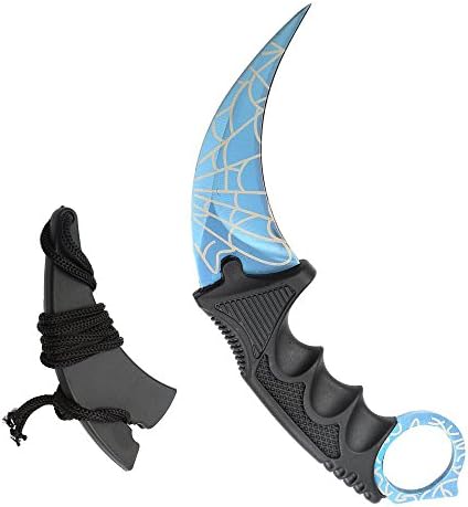 LeeKerTel HK-01 CS-GO Counter Strike Claw Knife Stainless Steel Camping Hunting Tactical Knife Fixed Blade with Sheath and Cord (Blue)