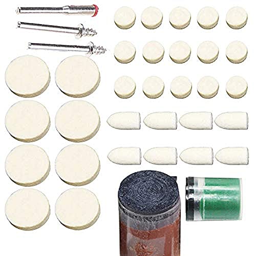 DIY Crafts CT-DIY-HI-43491 Woolen Polishing Buffing Wheels 3.2mm Shank Mandrel Mini Drill Bits for Dremel Rotary Tool Accessories Set
