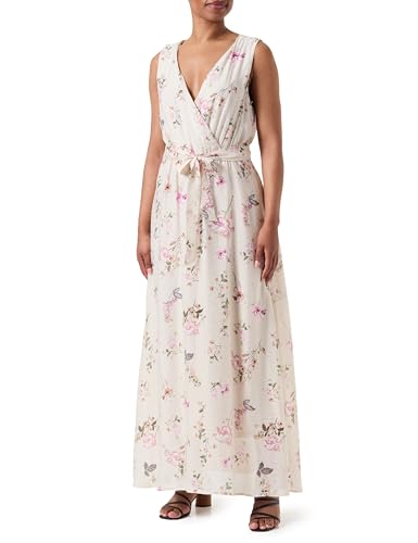 ONLY Damen Sommerkleid Onllucca S/L Long Dress Cs Ptm, Pumice Stone/AOP:OCC. Romantic Garden, L