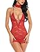 Avidlove Women Lace Lingerie Halter Chemise Floral Babydoll Sexy Nightie Dress Dark Red S