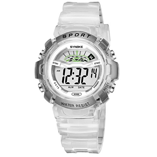 Quaanti Children Boy Child Student Waterproof Sports Watch Date LED Digital Date Wristwatch Christmas Gift Relogio Masculino (White)