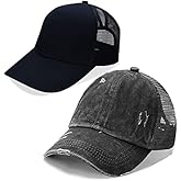 Criss Cross Hat Washed Distressed Baseball Cap Ponytail Hat High Messy Bun Ponycap for Women