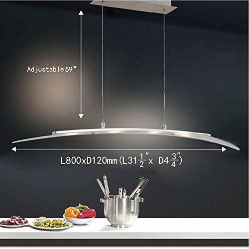 FOSHAN MINGZE Stylish Contemporary LED Pendant Light with Adjustable Height,Chrome Finished Chandelier Ceiling Light Fixture for Dining Room/Kitchen Island/Living Room/Restaurant/Office