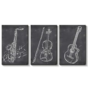 Blackboard Theme Painting Artwork for Home Framed x 3 Panels