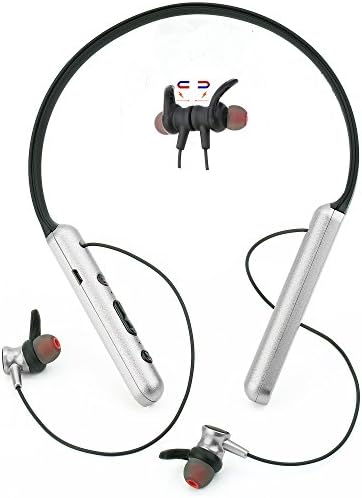 AOVOI Wireless neck-mounted sports bluetooth headset 4.2 True stereo earplugs mini light slim business A tow-charge display wireless microphone office/Driving/exercise (silver)