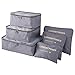 Angogo 6PCS Travel Storage Bags Waterproof Clothes Packing Cubes Travel Luggage Organizer Bag (grey)