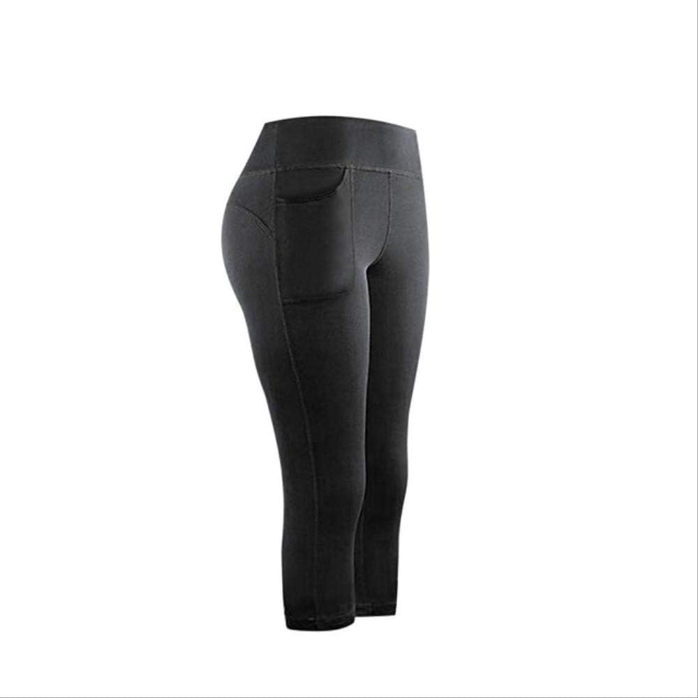 BYOGAZT Women Pockets Stretch Yoga Leggings Three Quarters Solid Color