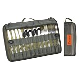Bisgear 13pcs Silverware Flatware Cutlery Family Set with Travel Case, Backpacking Camping Cookware Kitchen Stainless Steel Utensil Include Knife Fork Spoon Chopstick
