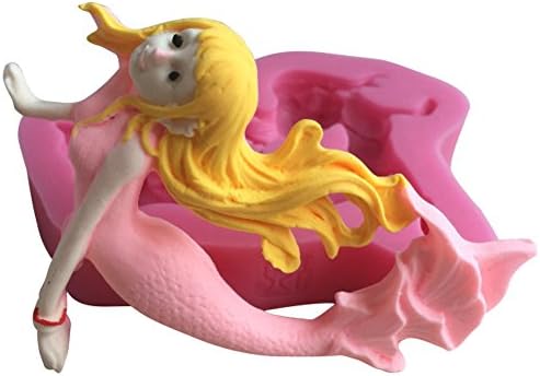 HORIEN Mermaid Shape 3D Silicone Fondant Cake Mold