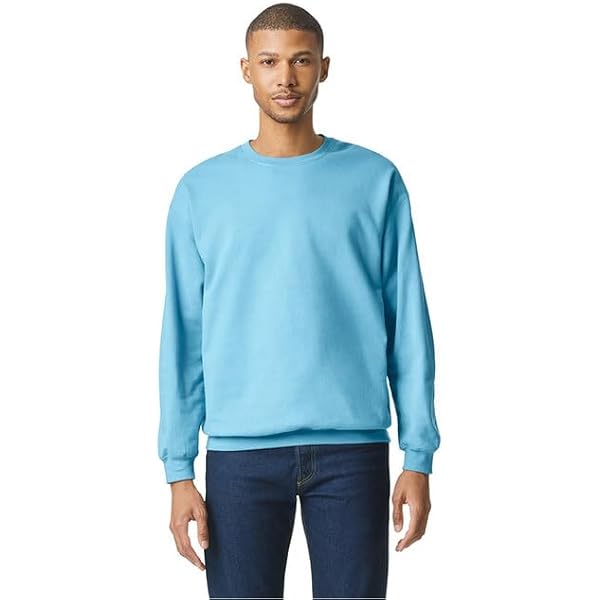 Gildan Mens Softstyle Crewneck Sweatshirt, L, Stone Blue at Amazon
