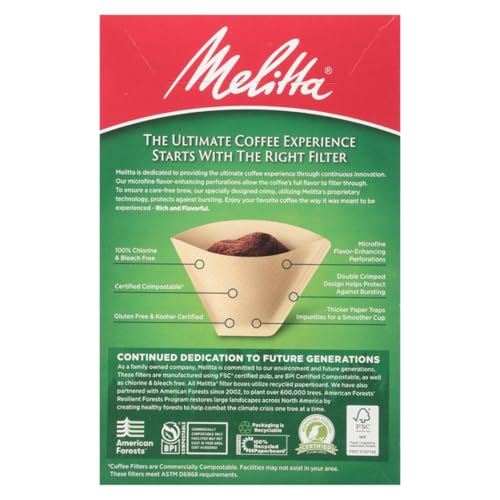 Melitta #4 Cone Coffee Filters, Unbleached Natural Brown, 100 Count (Pack of 3), 300 Total Filters - Packaging May Vary