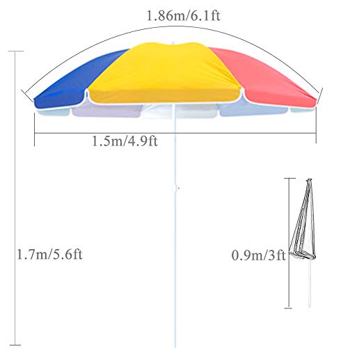 ACXZ 1,9 m Gartenschirm Sonnenschirm Terrassenschirm Regenschirm Strandschirm für Deck, Rasen, Garten, Pool, Outdoor-Markt Tischschirm, ohne Sockel – Bild 3