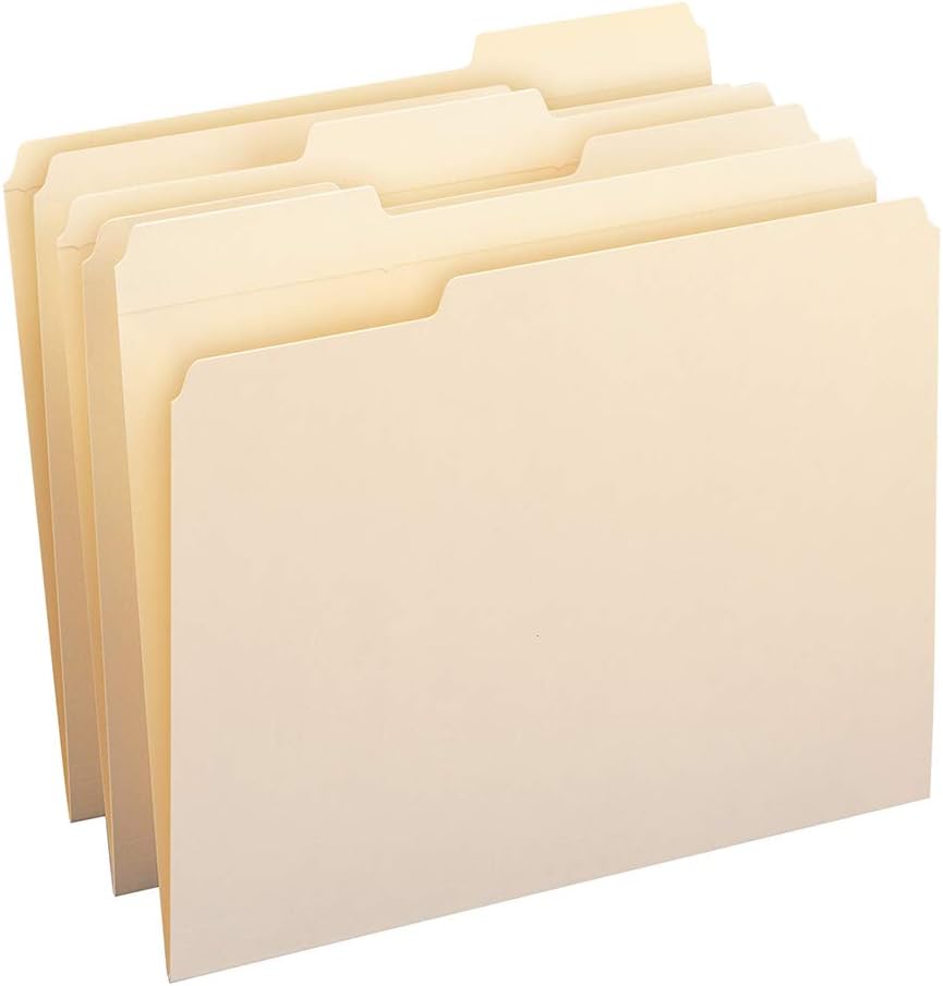 Smead File Folder, Reinforced 1/3-Cut Tab, Letter Size, Manila, 100 Per Box (10334) : Manila File Folders : Office Products