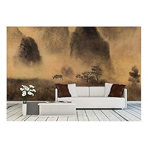Yellow Fog and Chinese Mountain - Removable Wall Mural | Self-Adhesive Large Wallpaper - 66x96 inches