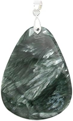 RARE Genuine Russian Seraphanite Oval Focal Gemstone Pendant Bead for Jewelry Making Projects