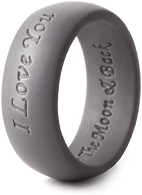 Silicone Wedding Ring band for Man and Womans "I Love You To The Moon and Back" ,- Designed for Comfort,Everyday Use, Multiple Colors, Safety, Active Lifestyle, Gym and Outdoor Enthusiasts-Size 4-12(Pack of 1) by Kepooman