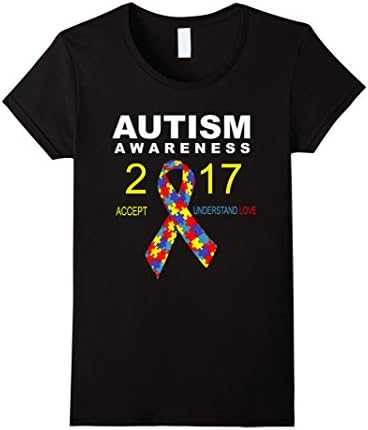 Women's Official: autism awareness 2017 shirt- accept-understand-Lv Small Black