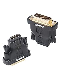 DVI a HDMI adaptador, BENFEI DVI a HDMI bidireccional convertidor macho a hembra con chapado en oro Cable paquete de 2