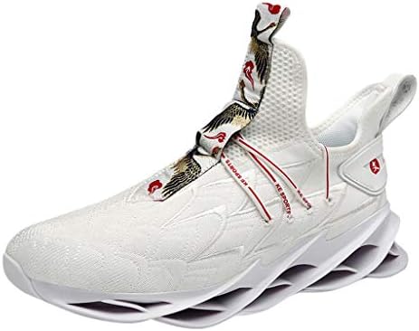 Poamen Mens Sneakers, Breathable Classic Leather Running Shoes Outdoor Lightweight Shock Absorbing Shoes