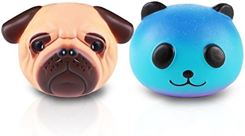 Jumbo Squishies Slow Rising Toys ( Pug Dog + Starry Panda ), Kawaii Stress Relief Toys Scented Squeeze Suitable for Kid Toy Phone Charm Gift by ZCGC