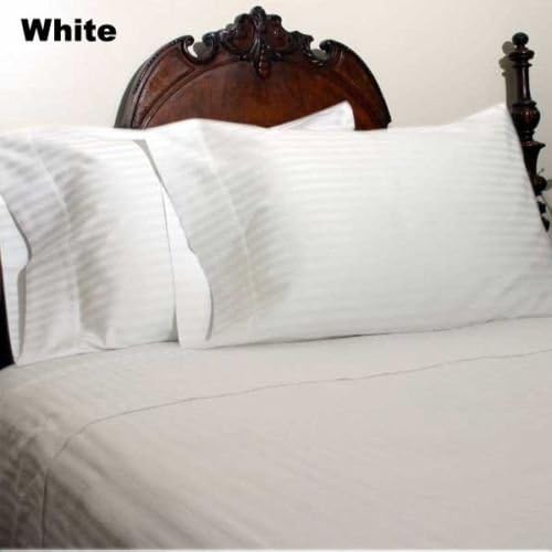 1000 Thread Count Egyptian Cotton Sheet Set, DEEP POCKET, 1000TC, All Sizes, Stripe White (Full)