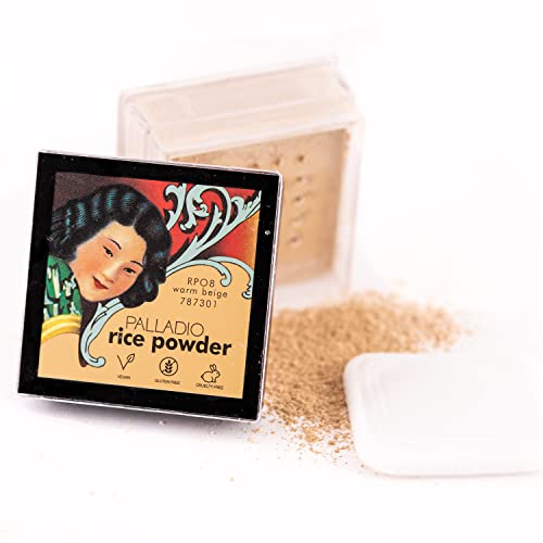 Palladio Rice Powder, Loose Setting Powder, Absorbs Oil, Leaves Face